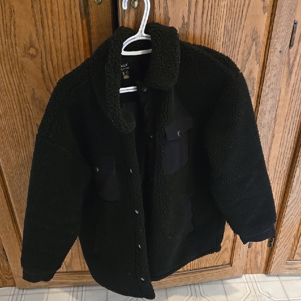 Womens Black Fleece Teddy Style Jacket